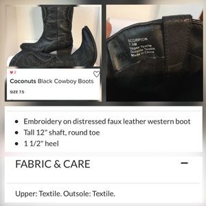 Coconuts Black Cowboy Boots
